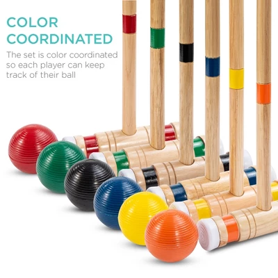 Best Choice Products 6-Player 32in Wood Croquet Set W/ 6 Mallets, 6 Balls, Wickets, Stakes, Carrying Bag - Multicolor 4 Best Choice Products 6-Player 32in Wood Croquet Set W/ 6 Mallets, 6 Balls, Wickets, Stakes, Carrying Bag - Multicolor - Image 2