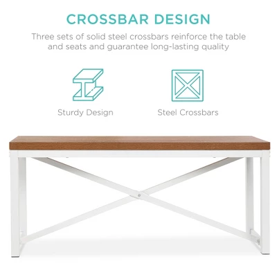 Best Choice Products 45.5in 3-Piece Bench Style Dining Furniture Set, 4-Person Dinette W/ 2 Benches, Table 4 Best Choice Products 45.5in 3-Piece Bench Style Dining Furniture Set, 4-Person Dinette W/ 2 Benches, Table - Image 2