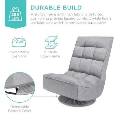 Best Choice Products Folding Floor Gaming Chair For Home, Office W/ 360-Degree Swivel, 4 Adjustable Positions 6 Best Choice Products Folding Floor Gaming Chair For Home, Office W/ 360-Degree Swivel, 4 Adjustable Positions - Image 4