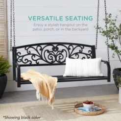 Best Choice Products 2-Person Metal Outdoor Porch Swing, Hanging Steel Patio Bench W/ Floral Accent - Bronze -Best Choice Products GUEST 99c8f32f ae47 45d3 b51d f8a6eeaae383