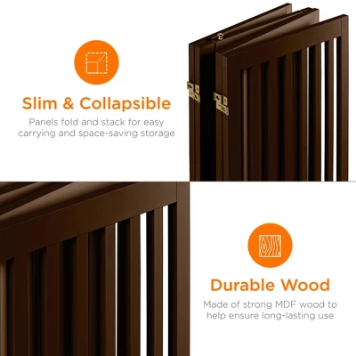 Best Choice Products 31.5in 4-Panel Freestanding Wooden Pet Gate W/ Walk Through Door, Adjustable Pen 5 Best Choice Products 31.5in 4-Panel Freestanding Wooden Pet Gate W/ Walk Through Door, Adjustable Pen - Image 3