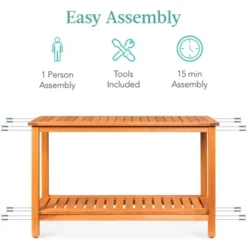 Best Choice Products 48in 2-Shelf Indoor Outdoor Wooden Console Table Multifunctional Buffet Bar Storage -Best Choice Products GUEST 9b9ddfc4 38f9 4a5c ab18 8de27e2369d4