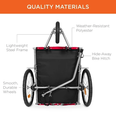 Best Choice Products 2-in-1 Dog Bike Trailer, Pet Stroller Bicycle Carrier W/ Hitch, Brakes, Visibility Flag, Reflector 6 Best Choice Products 2-in-1 Dog Bike Trailer, Pet Stroller Bicycle Carrier W/ Hitch, Brakes, Visibility Flag, Reflector - Image 5