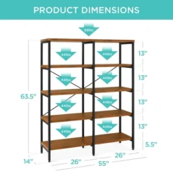 Best Choice Products 55in Storage Bookshelf For Living Room, Walkway W/ Industrial, Elevated Design 15 Best Choice Products 55in Storage Bookshelf For Living Room, Walkway W/ Industrial, Elevated Design -Best Choice Products GUEST 9cff9dc2 8fc6 4f31 a416 e611d477ad5c
