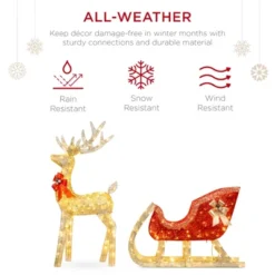 Best Choice Products Lighted Christmas 4ft Reindeer & Sleigh Outdoor Yard Decoration Set W/ 205 LED Lights, Stakes -Best Choice Products GUEST 9d21426d fb3f 4f46 8b1f a8e001fbeeac