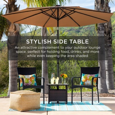 Best Choice Products Wicker Rattan Patio Side Table Outdoor Furniture For Garden, Pool, Deck W/ Umbrella Hole 7 Best Choice Products Wicker Rattan Patio Side Table Outdoor Furniture For Garden, Pool, Deck W/ Umbrella Hole - Image 5
