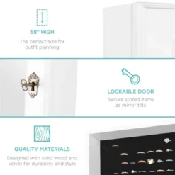 Best Choice Products 6-Tier Standing Mirror Lockable Storage Organizer Cabinet Armoire W/ Velvet Interior -Best Choice Products GUEST a56a10e8 1d24 4e4c 8c56 5cfb1232f4e4