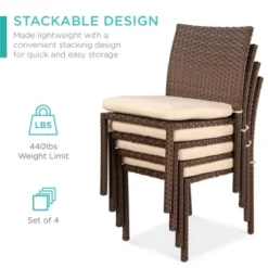 Best Choice Products Set Of 4 Stackable Outdoor Patio Wicker Chairs W/ Cushions, UV-Resistant Finish 11 Best Choice Products Set Of 4 Stackable Outdoor Patio Wicker Chairs W/ Cushions, UV-Resistant Finish -Best Choice Products GUEST a6006d96 f2b6 444a a756 0c043d3cc00c