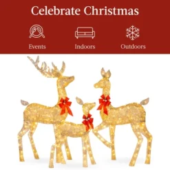 Best Choice Products 3-Piece Lighted Christmas Deer Set Outdoor Yard Decoration With 360 LED Lights, Stakes -Best Choice Products GUEST a66a492a 5aeb 47d0 b1ed 532ce8ef9709