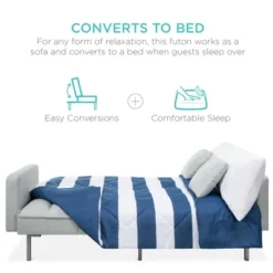 Best Choice Products Convertible Living Room Linen Fabric Tufted Split-Back Futon Sofa W/ 2 Pillows -Best Choice Products GUEST a96588d1 9a87 4f4a 8ef9 2a003adf9e1a