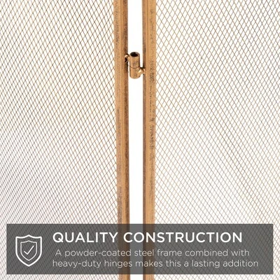Best Choice Products 54.25x30.25in 3-Panel Steel Mesh Fireplace Screen, Spark Guard W/ Rustic Worn Finish 5 Best Choice Products 54.25x30.25in 3-Panel Steel Mesh Fireplace Screen, Spark Guard W/ Rustic Worn Finish - Image 3