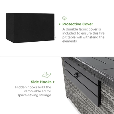 Best Choice Products 52in Wicker Propane Gas Fire Pit Table 50,000 BTU W/ Glass Wind Guard, Tank Holder, Cover 5 Best Choice Products 52in Wicker Propane Gas Fire Pit Table 50,000 BTU W/ Glass Wind Guard, Tank Holder, Cover - Image 3