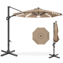 Best Choice Products 10ft 360-Degree Solar LED Cantilever Patio Umbrella, Outdoor Hanging Shade W/ Lights -Best Choice Products GUEST ae2449c7 0ec7 456a 8c0a f948eef68786