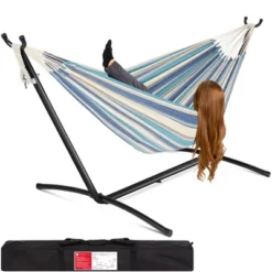 Best Choice Products 2-Person Brazilian-Style Cotton Double Hammock With Stand Set W/ Carrying Bag -Best Choice Products GUEST af084cf5 773e 4643 b5b1 850ae2197869