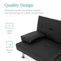 Best Choice Products Modern Faux Leather Convertible Futon Sofa W/ Removable Armrests, Metal Legs, 2 Cupholders 16 Best Choice Products Modern Faux Leather Convertible Futon Sofa W/ Removable Armrests, Metal Legs, 2 Cupholders -Best Choice Products GUEST b244eda2 89e7 419c 870a e2f1ef241a66