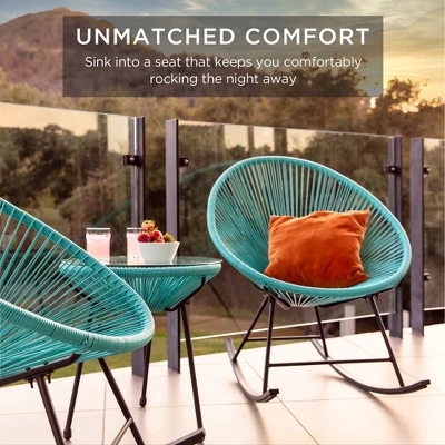 Best Choice Products 3-Piece All-Weather Patio Woven Rope Acapulco-Style Bistro Furniture Set W/ Rocking Chairs, Table 4 Best Choice Products 3-Piece All-Weather Patio Woven Rope Acapulco-Style Bistro Furniture Set W/ Rocking Chairs, Table - Image 2