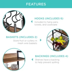 Best Choice Products 67in Counter-Height Baker's Rack W/ Locking Wheels, Adjustable Feet, 2 Wire Baskets -Best Choice Products GUEST b7b04d67 5e56 4998 977c c6914d81d7c0