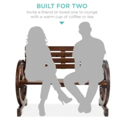 Best Choice Products 2-Person Wooden Wagon Wheel Bench For Patio, Garden, Outdoor Lounging W/ Rustic Design - Brown -Best Choice Products GUEST bae0a890 face 4aad a206 0c896023093f