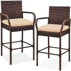 Best Choice Products Set Of 2 Wicker Bar Stools W/ Cushion, Footrests, Armrests For Patio, Pool, Deck 16 Best Choice Products Set Of 2 Wicker Bar Stools W/ Cushion, Footrests, Armrests For Patio, Pool, Deck -Best Choice Products GUEST bb1d1f12 e2b2 481f 818b aa0b45e4faf9