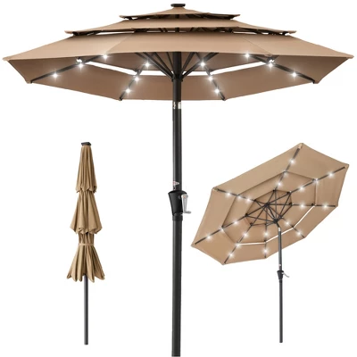 Best Choice Products 10ft 3-Tier Solar Patio Umbrella W/ 24 LED Lights, Tilt Adjustment, Easy Crank 12 Best Choice Products 10ft 3-Tier Solar Patio Umbrella W/ 24 LED Lights, Tilt Adjustment, Easy Crank - Image 10