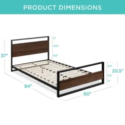 Best Choice Products Metal Wood Platform Queen Bed Frame W/ Wood Slats, Headboard, Footboard, 660lb Cap - Black/Brown -Best Choice Products GUEST bbbc6b6e 1b30 4775 bdc1 f7c18d826e87