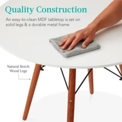 Best Choice Products 35.5in Round Compact Mid-Century Modern Dining Table W/ Beech Wood Legs, Metal Frame -Best Choice Products GUEST bd4d02f6 85d3 424f 8c7e cf25899095d2