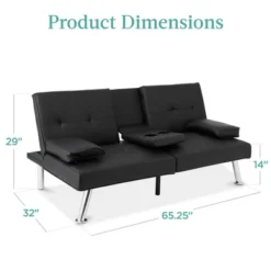 Best Choice Products Modern Faux Leather Convertible Futon Sofa W/ Removable Armrests, Metal Legs, 2 Cupholders 18 Best Choice Products Modern Faux Leather Convertible Futon Sofa W/ Removable Armrests, Metal Legs, 2 Cupholders -Best Choice Products GUEST bdcedf31 fa4e 4cf5 ba09 7fd110803e1d