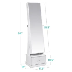 Best Choice Products 360 Swivel Standing Mirrored Jewelry Cabinet, LED-Lit Makeup Organizer W/ Mirror - White -Best Choice Products GUEST bfb5e473 a483 4ec3 a1fa aec0ddfb6dc2