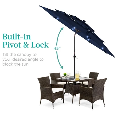 Best Choice Products 10ft 3-Tier Solar Patio Umbrella W/ 24 LED Lights, Tilt Adjustment, Easy Crank 5 Best Choice Products 10ft 3-Tier Solar Patio Umbrella W/ 24 LED Lights, Tilt Adjustment, Easy Crank - Image 3