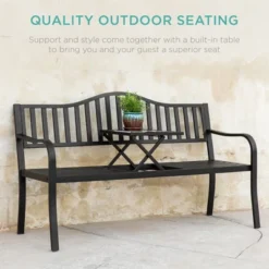 Best Choice Products Outdoor Garden Steel Patio Porch Bench With Pullout Middle Table W/ Weather-Resistant Frame - Black 12 Best Choice Products Outdoor Garden Steel Patio Porch Bench With Pullout Middle Table W/ Weather-Resistant Frame - Black -Best Choice Products GUEST c40d489e a3c7 4ee8 b5d4 f26802716bd2