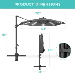 Best Choice Products 10ft 360-Degree Solar LED Cantilever Patio Umbrella, Outdoor Hanging Shade W/ Lights -Best Choice Products GUEST c4a5049e b7a6 4efe a7c0 5edbc7f8b0bf