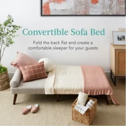 Best Choice Products Fabric Upholstered Convertible Futon W/ Rounded Armrests, Wooden Legs, 2 Cupholders -Best Choice Products GUEST c52fab9c 16f7 4e9f 80ba d79cf3884e5a