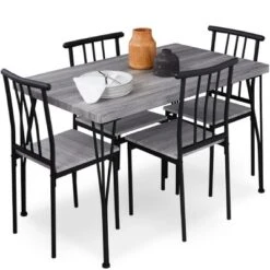 Best Choice Products 5-Piece Indoor Modern Metal Wood Rectangular Dining Table Furniture Set W/ 4 Chairs -Best Choice Products GUEST c778c1fe d879 43f2 9381 cbfffabad3ca