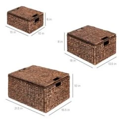 Best Choice Products Set Of 3 Large Multipurpose Hyacinth Storage Baskets W/ Insert Handles, Lid - 21", 20", 18" -Best Choice Products GUEST c80735e6 1edd 489c b990 8450fe3a08e8