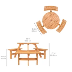 Best Choice Products 6-Person Circular Outdoor Wooden Picnic Table W/ 3 Built-In Benches, Umbrella Hole -Best Choice Products GUEST c8e1dd71 d05e 48e6 a9b6 8fe61adf0089