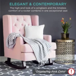 Best Choice Products Rocking Accent Chair, Tufted Upholstered Wingback For Home, Nursery W/ Wood Frame -Best Choice Products GUEST cb13ed8f f1d9 40c5 89a5 5a2055c920dc