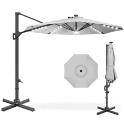 Best Choice Products 10ft 360-Degree Solar LED Cantilever Patio Umbrella, Outdoor Hanging Shade W/ Lights -Best Choice Products GUEST cc80e640 113d 4d79 9436 80d0361d68ed
