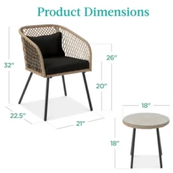 Best Choice Products 3-Piece Outdoor Wicker Bistro Set Patio Chat Conversation Furniture W/ 2 Chairs, Side Table -Best Choice Products GUEST ce647154 cb3e 4ff3 8b07 403cbb072db7