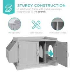 Best Choice Products Large Wooden Cat Litter Box Enclosure, Storage Cabinet Bench Table W/ Magazine Rack 13 Best Choice Products Large Wooden Cat Litter Box Enclosure, Storage Cabinet Bench Table W/ Magazine Rack -Best Choice Products GUEST ceb50218 9307 4e83 8f23 96606dd494cc