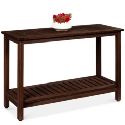 Best Choice Products 48in 2-Shelf Indoor Outdoor Wooden Console Table Multifunctional Buffet Bar Storage -Best Choice Products GUEST cf04818b 0bd1 400d 9d20 3a1f413652ca