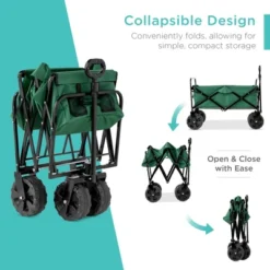Best Choice Products 36in Folding Multipurpose Indoor Outdoor Utility Cart W/ Swivel Wheels, Adjustable Handle - Green -Best Choice Products GUEST d2396c01 4772 482b 81ca 7d04a4e062b4