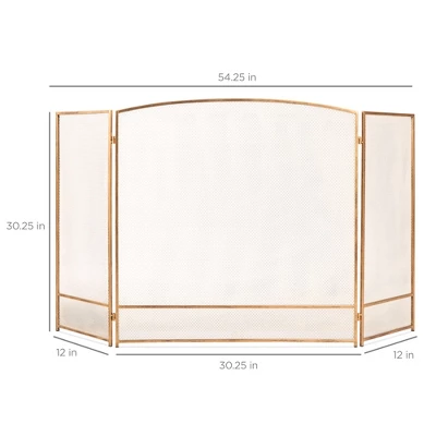 Best Choice Products 54.25x30.25in 3-Panel Steel Mesh Fireplace Screen, Spark Guard W/ Rustic Worn Finish 8 Best Choice Products 54.25x30.25in 3-Panel Steel Mesh Fireplace Screen, Spark Guard W/ Rustic Worn Finish - Image 6