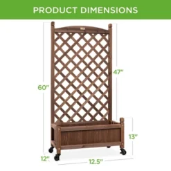 Best Choice Products 60in Mobile Wood Planter Box & Diamond Lattice Trellis, W/ Drainage Holes, Optional Wheels - Walnut -Best Choice Products GUEST d312c011 ef9a 42dd aec2 e05c80bb552d