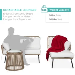 Best Choice Products Outdoor Woven Rope Sectional Patio Furniture, L-Shaped Conversation Set W/ Table -Best Choice Products GUEST d551f5c0 af1b 4fff a355 81da6c1ed42e