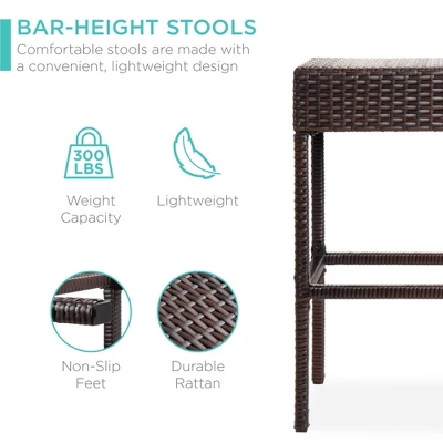 Best Choice Products 5-Piece Patio Wicker Bar Set W/ Built-In Bottle Opener, Hidden Storage Shelf, 4 Stools 3 Best Choice Products 5-Piece Patio Wicker Bar Set W/ Built-In Bottle Opener, Hidden Storage Shelf, 4 Stools