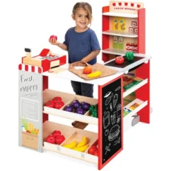 Best Choice Products Kids Pretend Play Grocery Store Wooden Supermarket Set W/ Chalkboard, Cash Register -Best Choice Products GUEST d6f68a85 6823 4ac0 bdb6 989b2cfaea5f