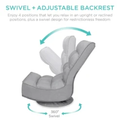 Best Choice Products 29 Best Choice Products Folding Floor Gaming Chair For Home, Office W/ 360-Degree Swivel, 4 Adjustable Positions