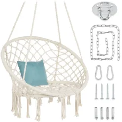 Best Choice Products Handwoven Cotton Macramé Hammock Hanging Chair Swing For Indoor & Outdoor Use W/ Backrest -Best Choice Products GUEST da44b531 239a 45cf a2ac 09b80c752c50