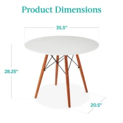 Best Choice Products 35.5in Round Compact Mid-Century Modern Dining Table W/ Beech Wood Legs, Metal Frame -Best Choice Products GUEST db6ed16c 997d 4573 8044 83d4cd2385d0