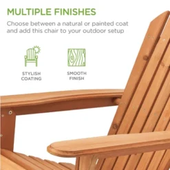 Best Choice Products Folding Adirondack Chair Outdoor, Wooden Accent Lounge Furniture W/ 350lb Capacity -Best Choice Products GUEST dce2983c 3f64 4c10 9b66 6878c488f692